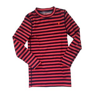 Crewcuts Swim Shirt Long Sleeve Striped Rashguard Red And Blue Size 4-5